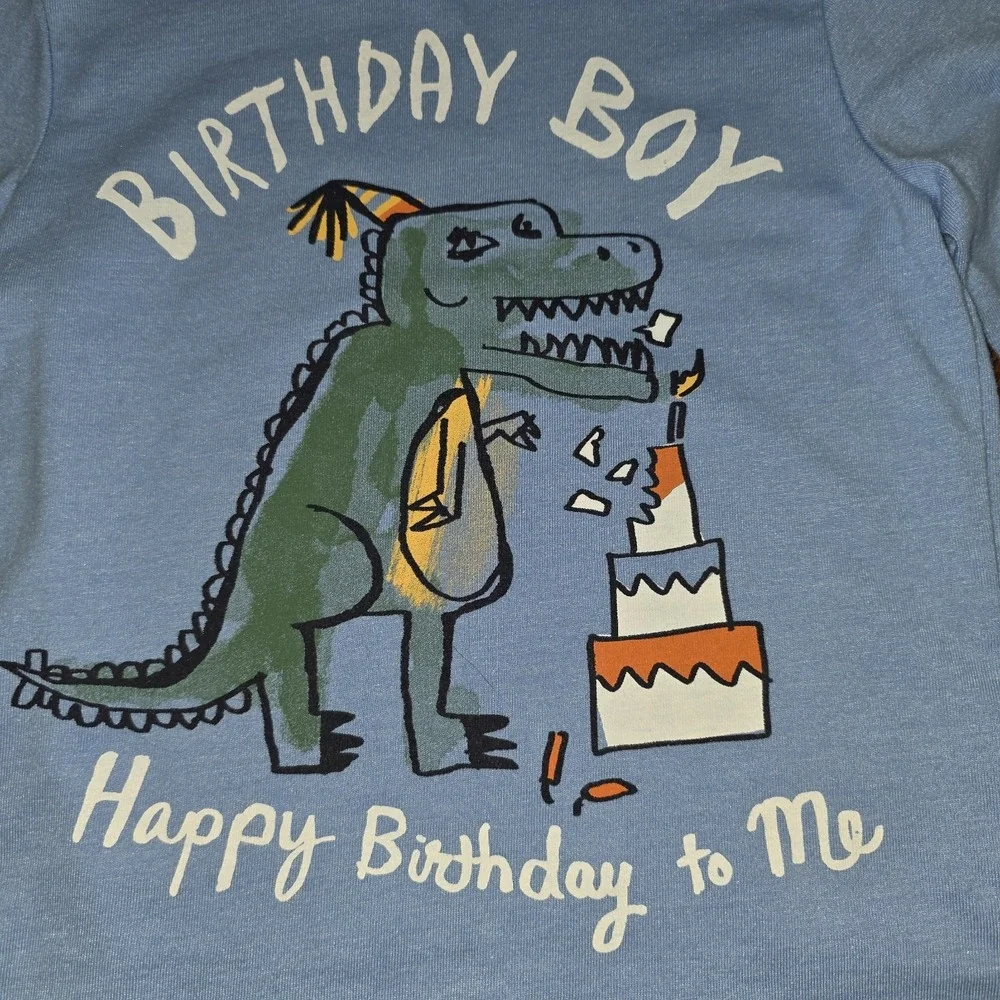 Gymboree Boys Dino Dinosaur Birthday Shirt Size 4 Cake HAPPY BIRTHDAY TO ME
